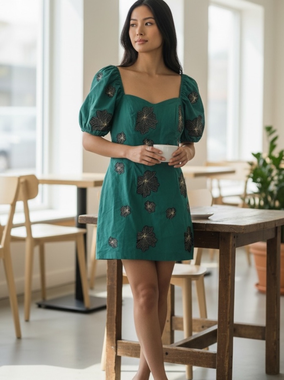 Lilly Pulitzer Floral Embroidered Green Women's Dress